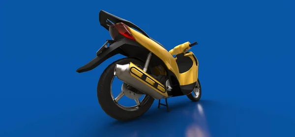 Modern Urban Gul Moped Blå Bakgrund Illustration — Stockfoto