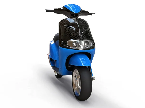 Moderní Městská Černá Modrá Moped Bílém Pozadí Ilustrace — Stock fotografie