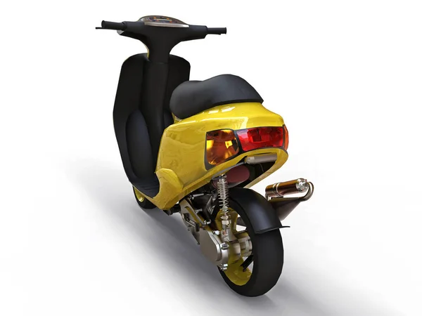 Modern Urban Gul Moped Vit Bakgrund Illustration — Stockfoto