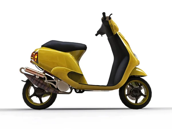 Moderní Městská Žlutá Moped Bílém Pozadí Ilustrace — Stock fotografie
