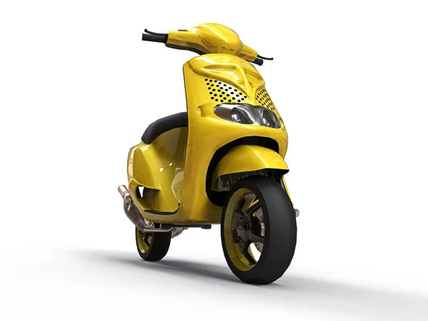 Modern Urban Gul Moped Vit Bakgrund Illustration — Stockfoto