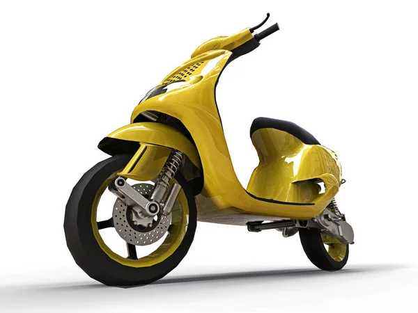 Moderní Městská Žlutá Moped Bílém Pozadí Ilustrace — Stock fotografie