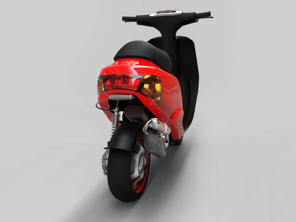 Modern Városi Piros Fehér Moped Világos Szürke Háttérrel Illusztráció — Stock Fotó