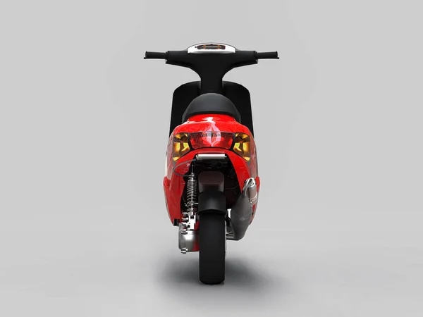 Moderní Městská Červená Bílá Moped Světle Šedém Pozadí Ilustrace — Stock fotografie