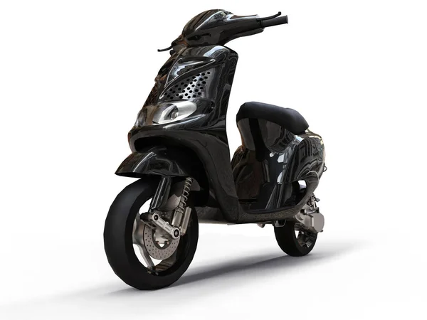 Modern Urban Svart Moped Vit Bakgrund Illustration — Stockfoto