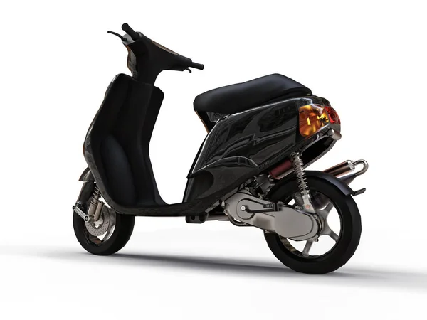 Modern Urban Svart Moped Vit Bakgrund Illustration — Stockfoto