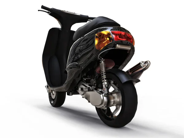 Modern Urban Svart Moped Vit Bakgrund Illustration — Stockfoto