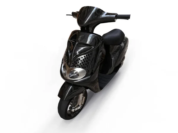 Modern Városi Fekete Moped Fehér Háttérrel Illusztráció — Stock Fotó