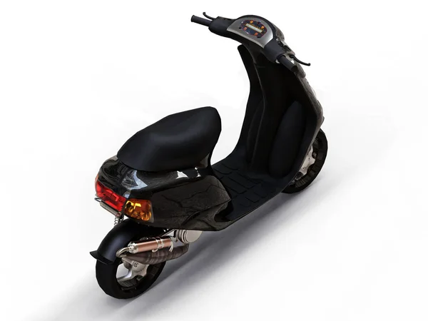 Modern Városi Fekete Moped Fehér Háttérrel Illusztráció — Stock Fotó