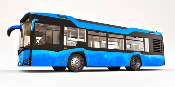 Autobus Blu Urbano Mediun Uno Sfondo Bianco Isolato Rendering — Foto Stock