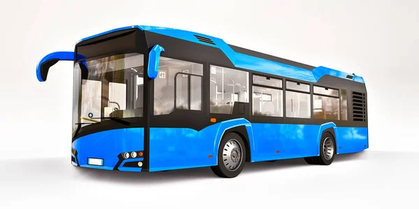 Средний Городской Синий Автобус Белом Изолированном Фоне Рендеринг — стоковое фото