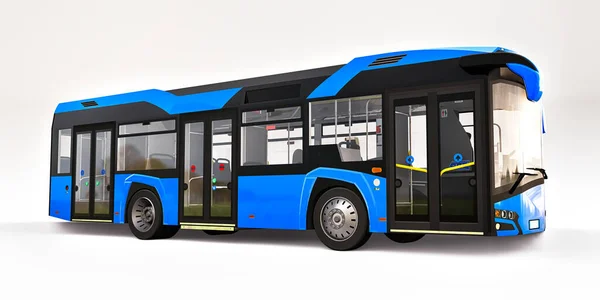 Mediun Städtischer Blauer Bus Auf Weißem Isolierten Hintergrund Darstellung — Stockfoto