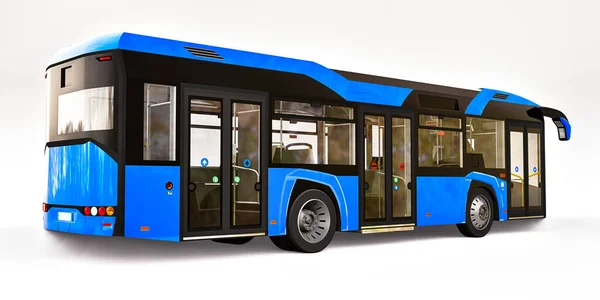 Autobús Azul Urbano Mediun Sobre Fondo Blanco Aislado Renderizado — Foto de Stock