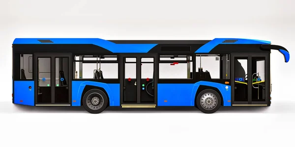 Autobus Blu Urbano Mediun Uno Sfondo Bianco Isolato Rendering — Foto Stock
