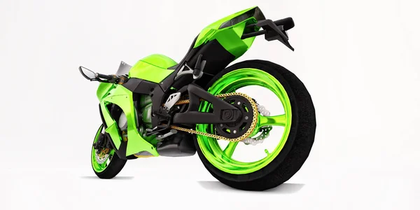 Vert Super Sport Moto Sur Fond Blanc Isolé Illustration — Photo