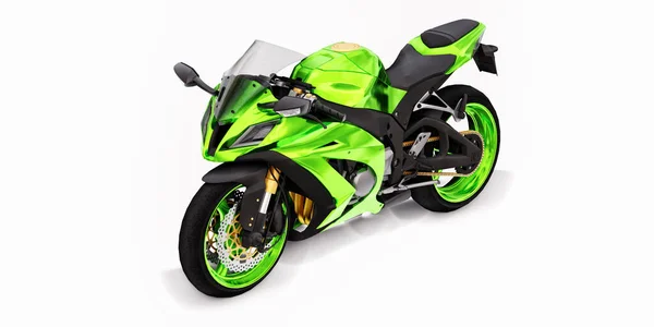 Зелений Супер Спорт Мотоцикл Білому Ізольованому Фоні Ілюстрація — стокове фото