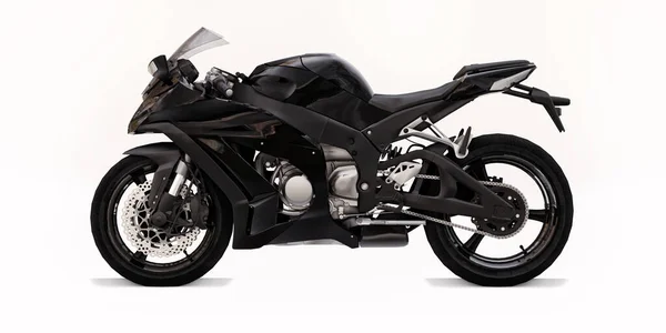 Noir Super Sport Moto Sur Fond Blanc Isolé Illustration — Photo