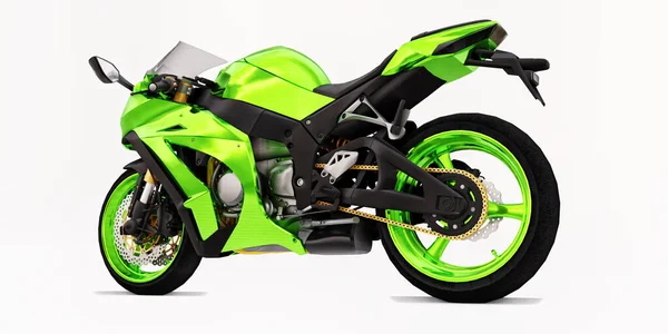 Grünes Supersportmotorrad Auf Weißem Isolierten Hintergrund Illustration — Stockfoto
