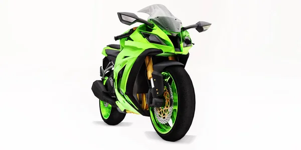 Зеленый Супер Спортивный Мотоцикл Белом Изолированном Фоне Иллюстрация — стоковое фото