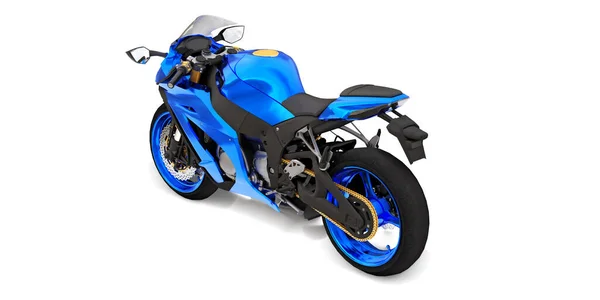 Blauwe Super Sport Motorfiets Witte Geïsoleerde Achtergrond Illustratie — Stockfoto