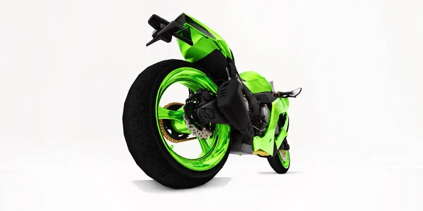 Green Super Sports Motorbike White Isolated Background Illustration — Stock Photo, Image