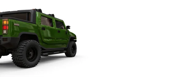 Μεγάλο Πράσινο Φορτηγό Εκτός Δρόμου Pickup Για Την Ύπαιθρο Αποστολές — Φωτογραφία Αρχείου