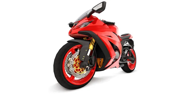 Rotes Supersportmotorrad Auf Weißem Isolierten Hintergrund Illustration — Stockfoto