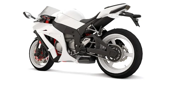 Moto Super Sportiva Bianca Sfondo Bianco Isolato Illustrazione — Foto Stock