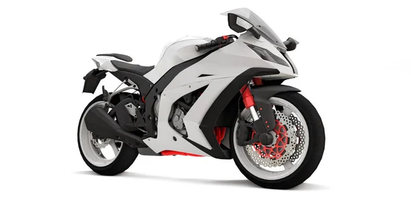 Moto Super Sportiva Bianca Sfondo Bianco Isolato Illustrazione — Foto Stock