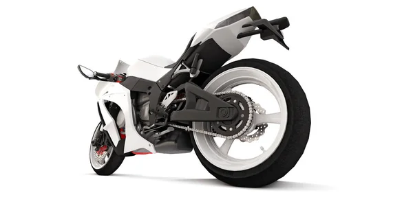 Белый Супер Спортивный Мотоцикл Белом Изолированном Фоне Иллюстрация — стоковое фото