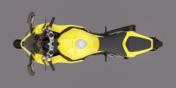 グレーの背景に3Dイエロースーパースポーツバイク 3Dイラスト — ストック写真