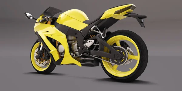 Жовтий Супер Спортивний Мотоцикл Сірому Фоні Ілюстрація — стокове фото
