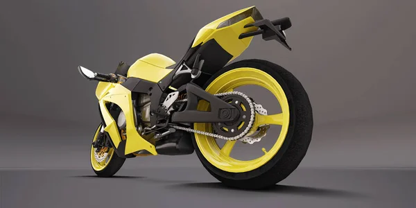 Gelbes Supersportmotorrad Auf Grauem Hintergrund Illustration — Stockfoto