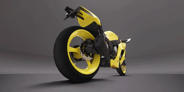 Żółty Super Sportowy Motocykl Szarym Tle Ilustracja — Zdjęcie stockowe