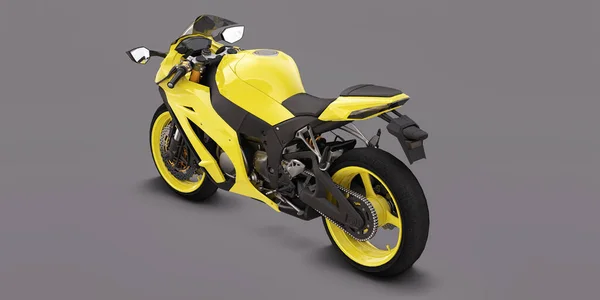 Amarelo Super Moto Esportes Fundo Cinza Ilustração — Fotografia de Stock
