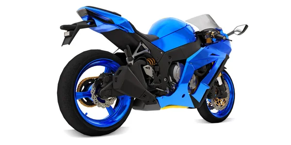 Bleu Super Sport Moto Sur Fond Blanc Isolé Illustration — Photo