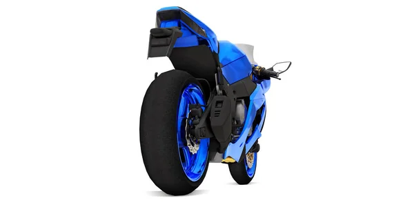 Синий Супер Спортивный Мотоцикл Белом Изолированном Фоне Иллюстрация — стоковое фото