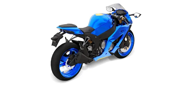 白い隔離された背景に3Dブルーのスーパースポーツバイク 3Dイラスト — ストック写真