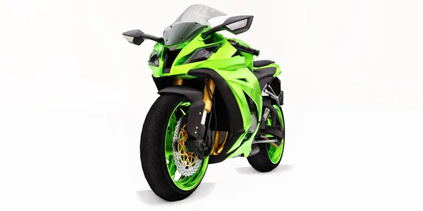 Beyaz Izole Edilmiş Arka Planda Yeşil Süper Motorsiklet Illüstrasyon — Stok fotoğraf