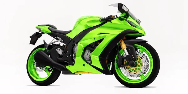 Green Super Sports Motorbike White Isolated Background Illustration — Stock Photo, Image