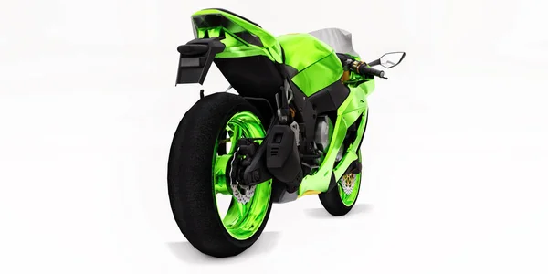 Gröna Super Sport Motorcykel Vit Isolerad Bakgrund Illustration — Stockfoto
