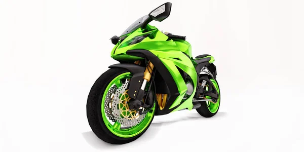 Moto Super Sportiva Verde Sfondo Bianco Isolato Illustrazione — Foto Stock