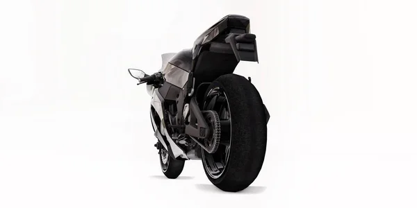 Black Super Sports Motorbike White Isolated Background Illustration — Stock Photo, Image