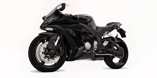 Black Super Sports Motorbike White Isolated Background Illustration — Stock Photo, Image