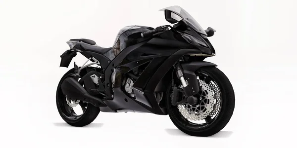 Nero Super Sport Moto Sfondo Bianco Isolato Illustrazione — Foto Stock