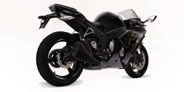 Чорний Супер Спортивний Мотоцикл Білому Ізольованому Фоні Ілюстрація — стокове фото