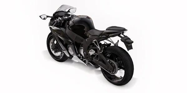 Schwarzes Supersportmotorrad Auf Weißem Hintergrund Illustration — Stockfoto