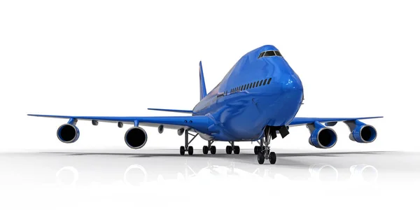 Große Passagierflugzeuge Mit Großer Kapazität Für Lange Transatlantikflüge Blaues Flugzeug — Stockfoto