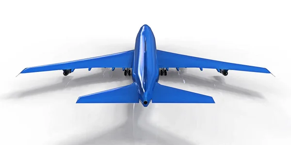 Stora Passagerarflygplan Med Stor Kapacitet För Långa Transatlantiska Flygningar Blå — Stockfoto