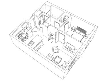 Dairenin modern iç tasarımı. Yeni, güzel bir apartman tasarımı. 3B illüstrasyon.